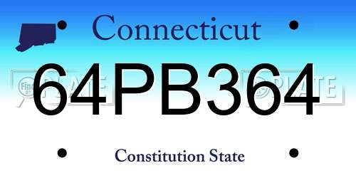 64PB364 Connecticut License Plate