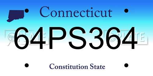64PS364 Connecticut License Plate