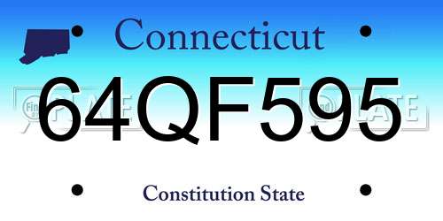 64QF595 Connecticut License Plate