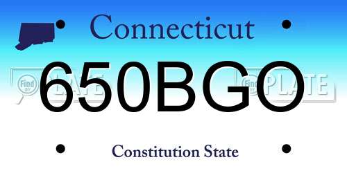 650BGO Connecticut License Plate