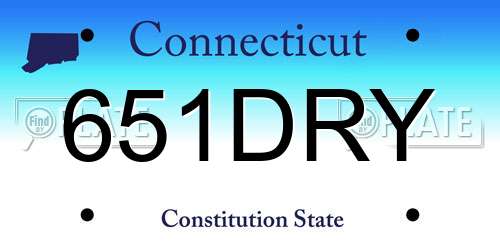 651DRY Connecticut License Plate