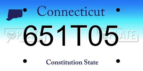 651T05 Connecticut License Plate