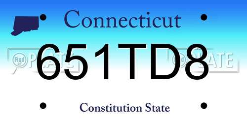 651TD8 Connecticut License Plate