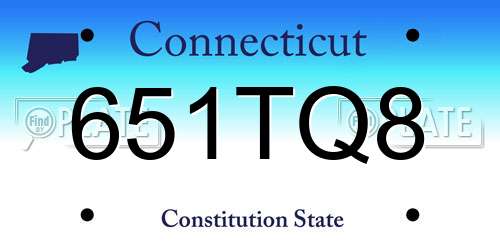 651TQ8 Connecticut License Plate