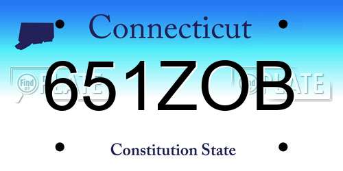 651ZOB Connecticut License Plate