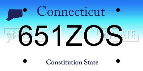 651ZOS Connecticut License Plate