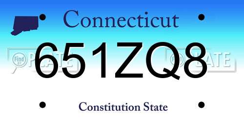 651ZQ8 Connecticut License Plate