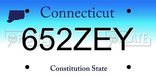 652ZEY Connecticut License Plate