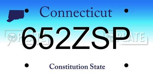 652ZSP Connecticut License Plate