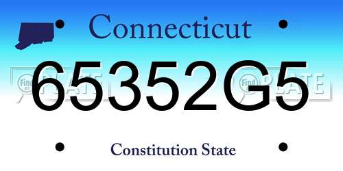 65352G5 Connecticut License Plate