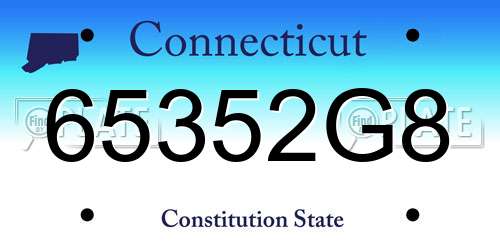 65352G8 Connecticut License Plate