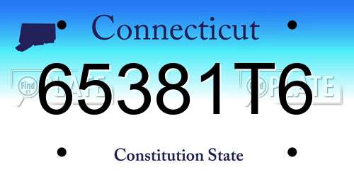 65381T6 Connecticut License Plate