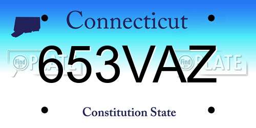 653VAZ Connecticut License Plate