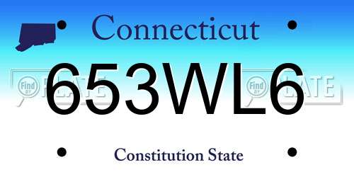 653WL6 Connecticut License Plate