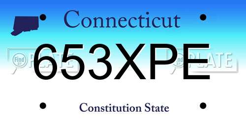 653XPE Connecticut License Plate