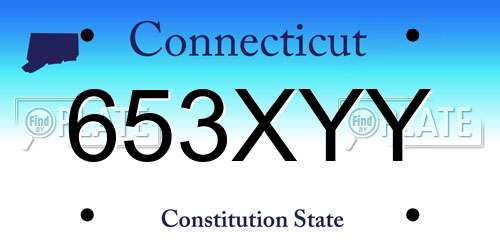 653XYY Connecticut License Plate