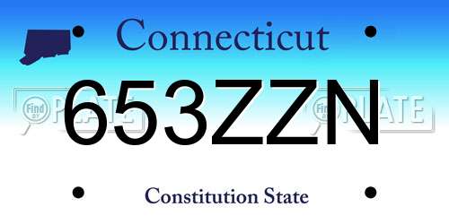 653ZZN Connecticut License Plate