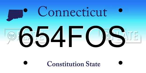 654FOS Connecticut License Plate