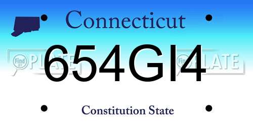 654GI4 Connecticut License Plate