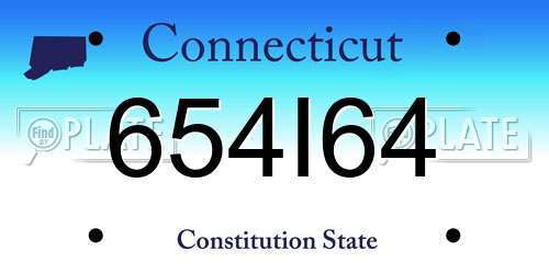654I64 Connecticut License Plate