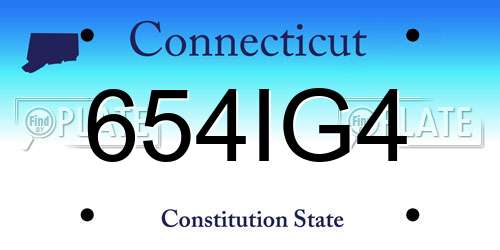 654IG4 Connecticut License Plate