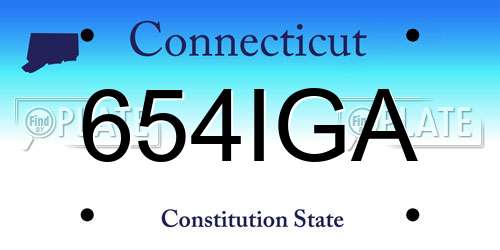 654IGA Connecticut License Plate