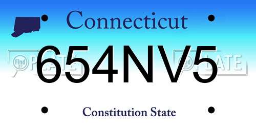 654NV5 Connecticut License Plate
