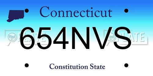 654NVS Connecticut License Plate