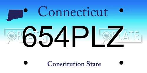 654PLZ Connecticut License Plate