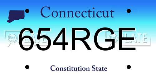 654RGE Connecticut License Plate