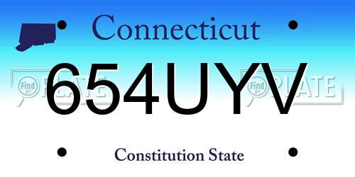 654UYV Connecticut License Plate