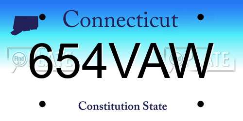654VAW Connecticut License Plate