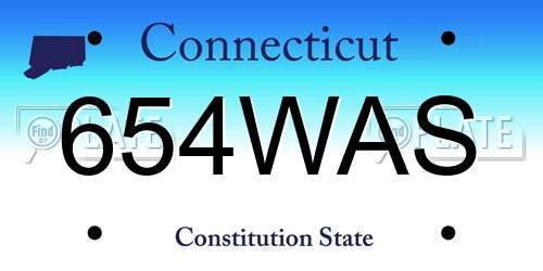 654WAS Connecticut License Plate