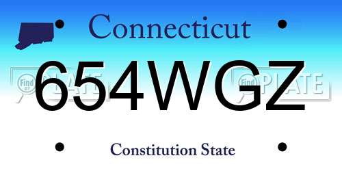 654WGZ Connecticut License Plate