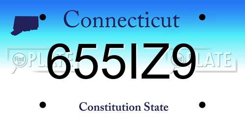 655IZ9 Connecticut License Plate