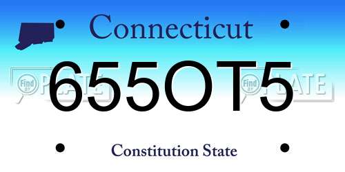 655OT5 Connecticut License Plate