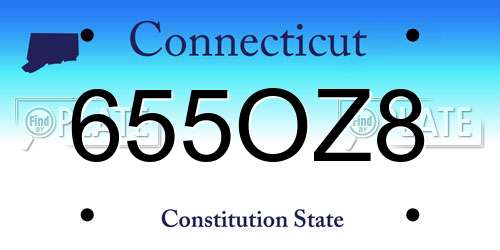 655OZ8 Connecticut License Plate