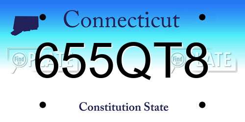 655QT8 Connecticut License Plate