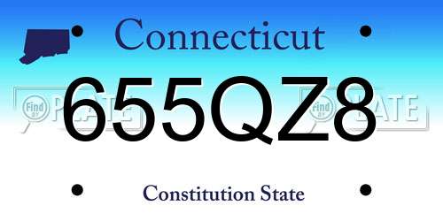 655QZ8 Connecticut License Plate