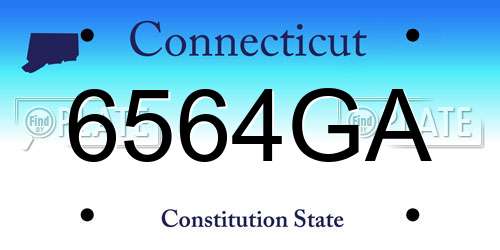 6564GA Connecticut License Plate