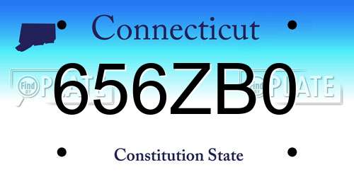 656ZB0 Connecticut License Plate