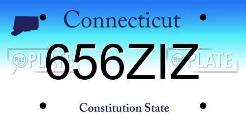 656ZIZ Connecticut License Plate