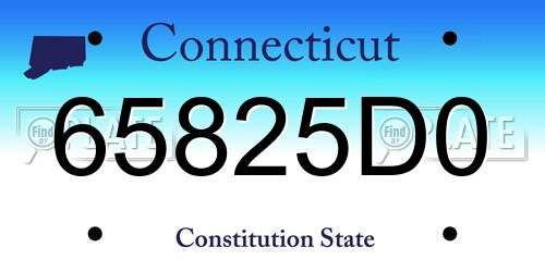 65825D0 Connecticut License Plate