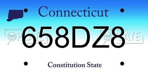 658DZ8 Connecticut License Plate