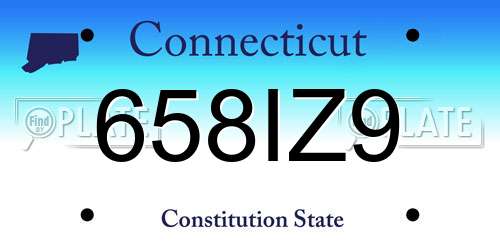 658IZ9 Connecticut License Plate