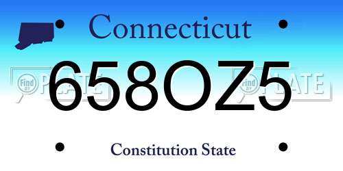 658OZ5 Connecticut License Plate