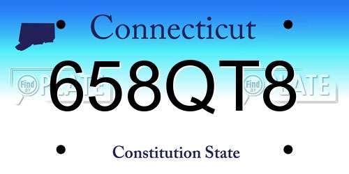 658QT8 Connecticut License Plate