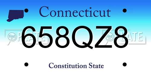 658QZ8 Connecticut License Plate