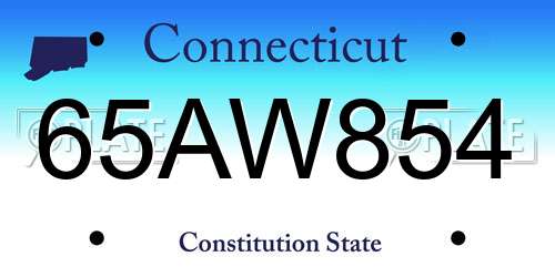65AW854 Connecticut License Plate