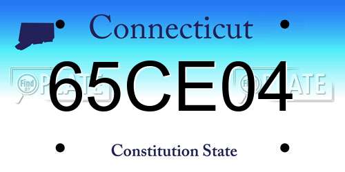 65CE04 Connecticut License Plate